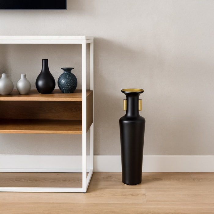 Vaso de Cerâmica Salerno Preto Alto - 53cm - Madel Home