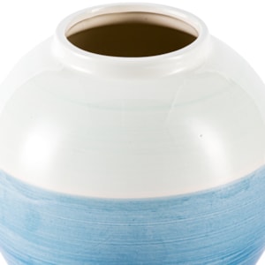 Vaso de Cerâmica Santorini Azul Baixo - 20cm