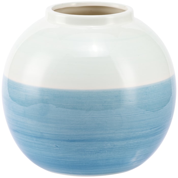Vaso de Cerâmica Santorini Azul Baixo - 20cm - Madel Home