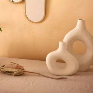 Vaso de Cerâmica Scarlet Off-White Alto - 36cm