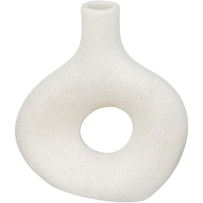 Vaso de Cerâmica Scarlet Off-White Baixo - 23cm - Madel Home