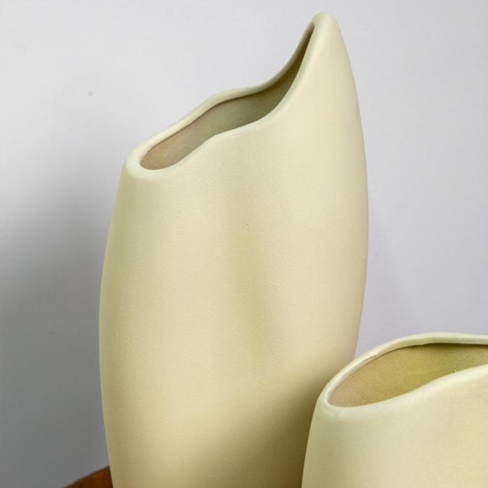 Vaso de Cerâmica Sopro Bege M - 40cm - Madel Home