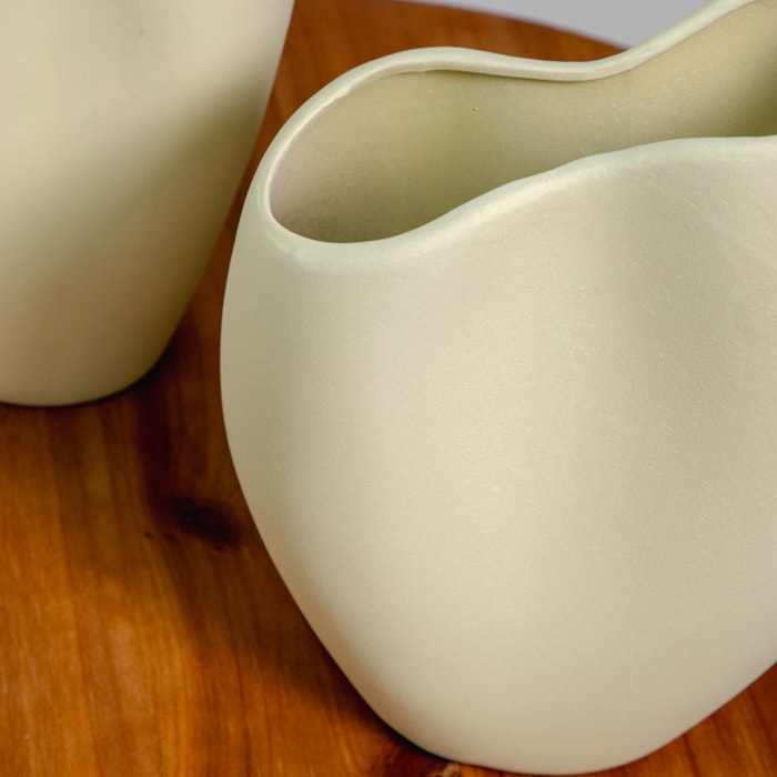 Vaso de Cerâmica Sopro em Bege G - 30cm - Madel Home