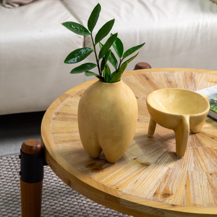 Vaso de Cerâmica Totem Bege M - 22cm - Madel Home
