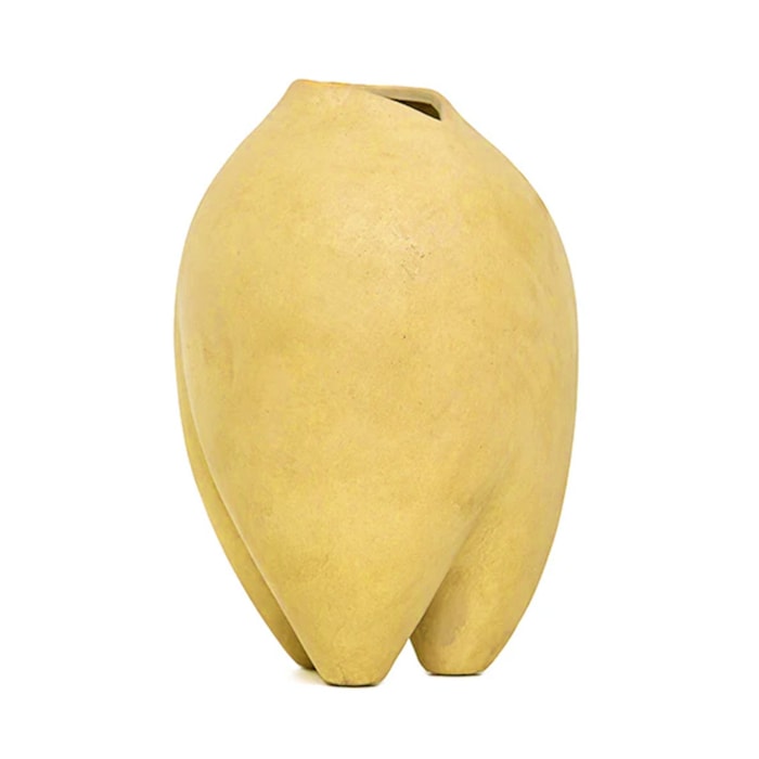 Vaso de Cerâmica Totem Bege M - 22cm - Madel Home