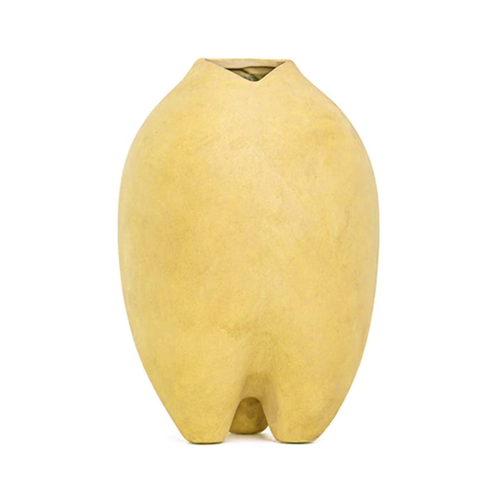Vaso de Cerâmica Totem Bege M - 22cm - Madel Home