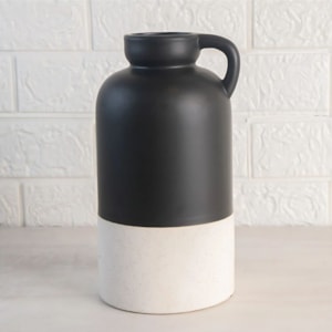 Vaso de Cerâmica Varsala Preto Alto - 32cm 