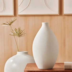 Vaso de Cerâmica Yuna Off-White Alto - 34cm