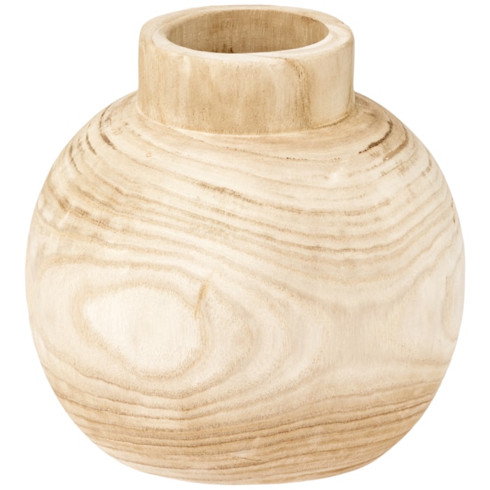 Vaso de Madeira Lynton Natural Baixo - 27cm - Madel Home