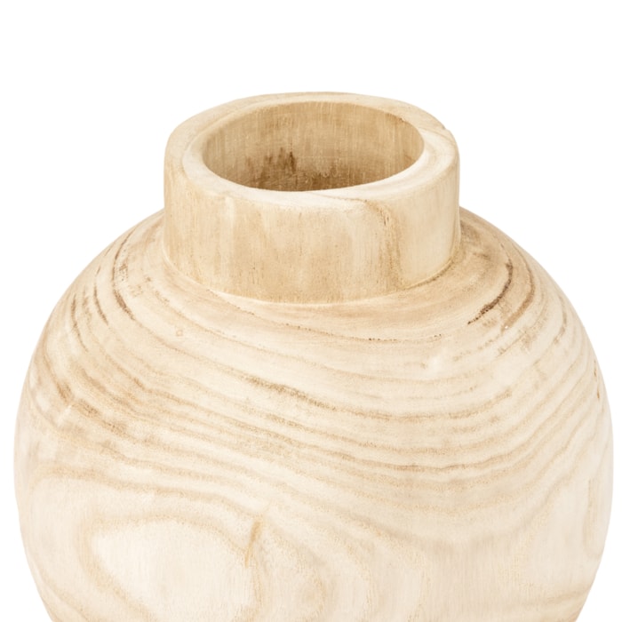 Vaso de Madeira Lynton Natural Baixo - 27cm - Madel Home