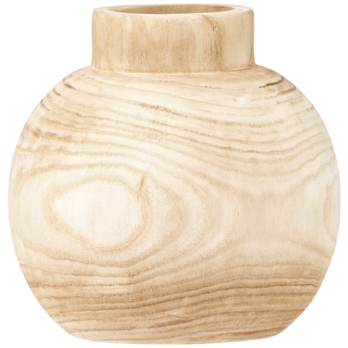Vaso de Madeira Lynton Natural Baixo - 27cm - Madel Home
