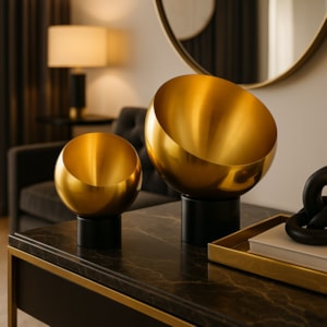 Vaso de Metal Amalfi Dourado Alto - 29cm 