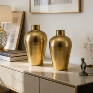 Vaso de Metal Ayla Dourado Alto - 36cm