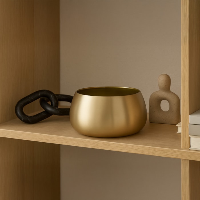 Vaso de Metal Brise Baixo M - 21,5cm - Madel Home