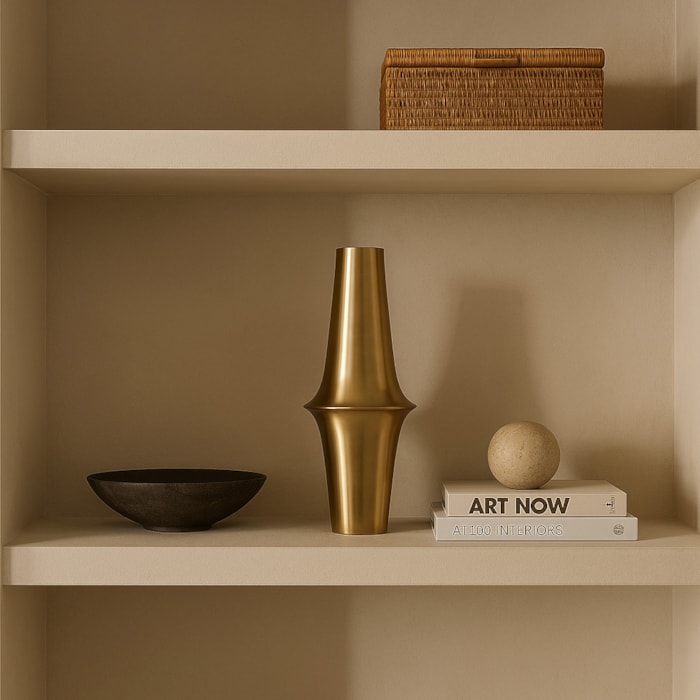 Vaso de Metal Doha Bege Médio - 46cm - Madel Home