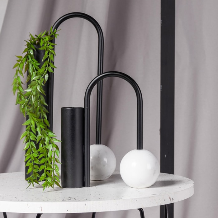 Vaso de Metal Paros Preto Alto - 27cm - Madel Home