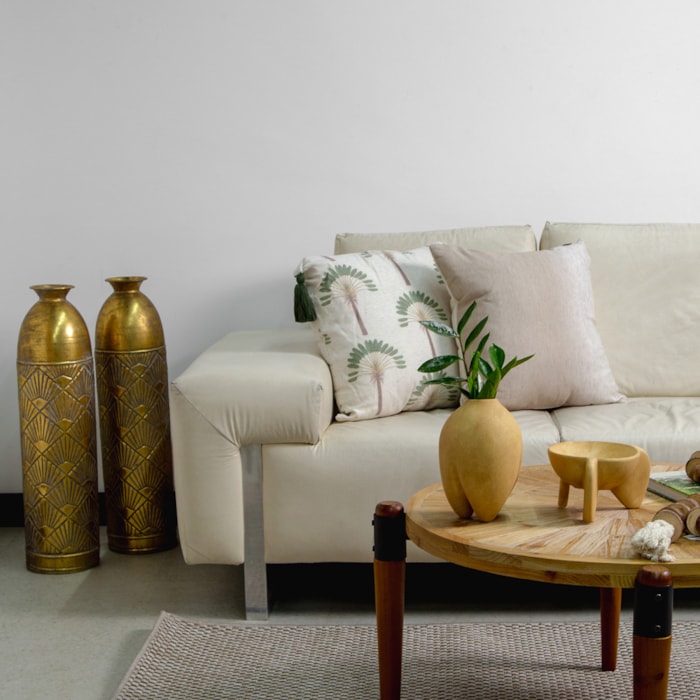 Vaso de Metal Toledo Dourado Alto - 76cm - Madel Home