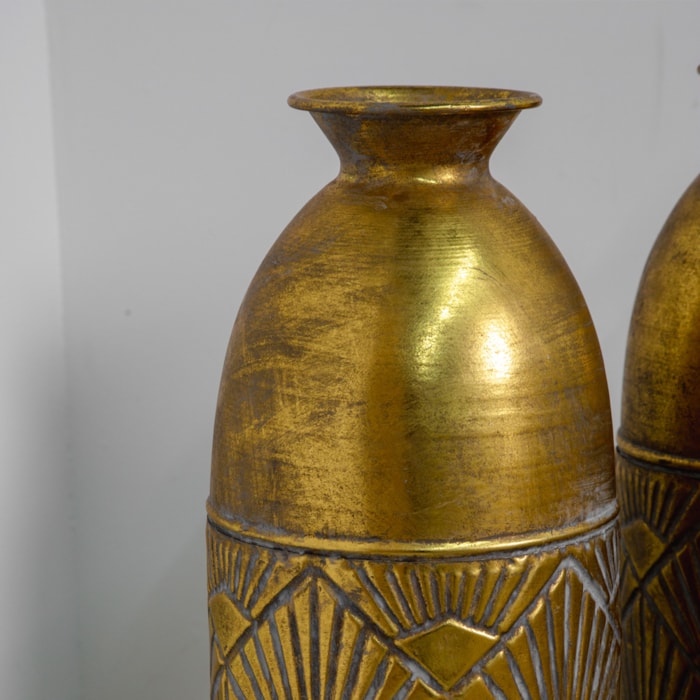 Vaso de Metal Toledo Dourado Alto - 76cm - Madel Home