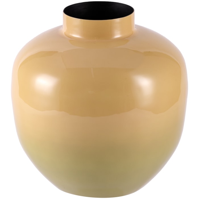 Vaso de Metal Tulum Bege Baixo - 20cm - Madel Home