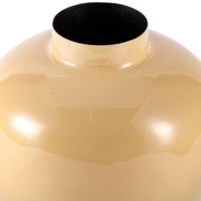 Vaso de Metal Tulum Bege Baixo - 20cm - Madel Home