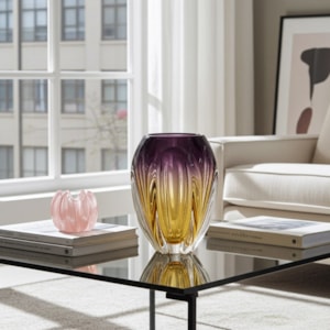 Vaso de Murano Lior Âmbar Baixo - 20cm