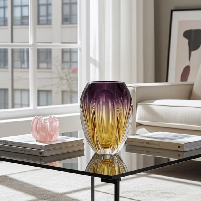 Vaso de Murano Lior Âmbar Baixo - 20cm - Madel Home