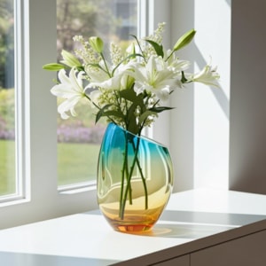 Vaso de Murano Luma Âmbar Baixo - 26cm