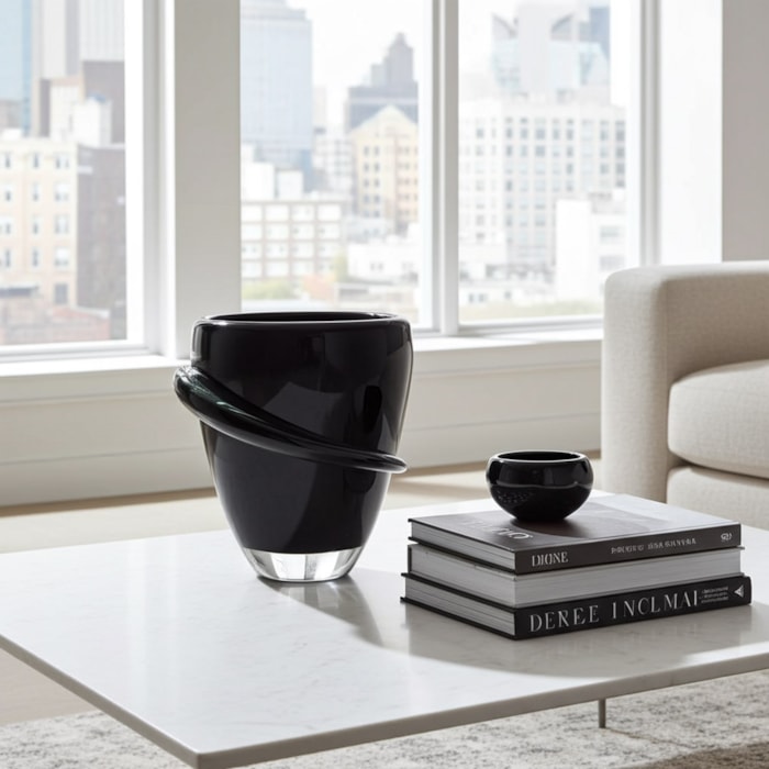 Vaso de Murano Maelis Preto Médio - 26cm - Madel Home