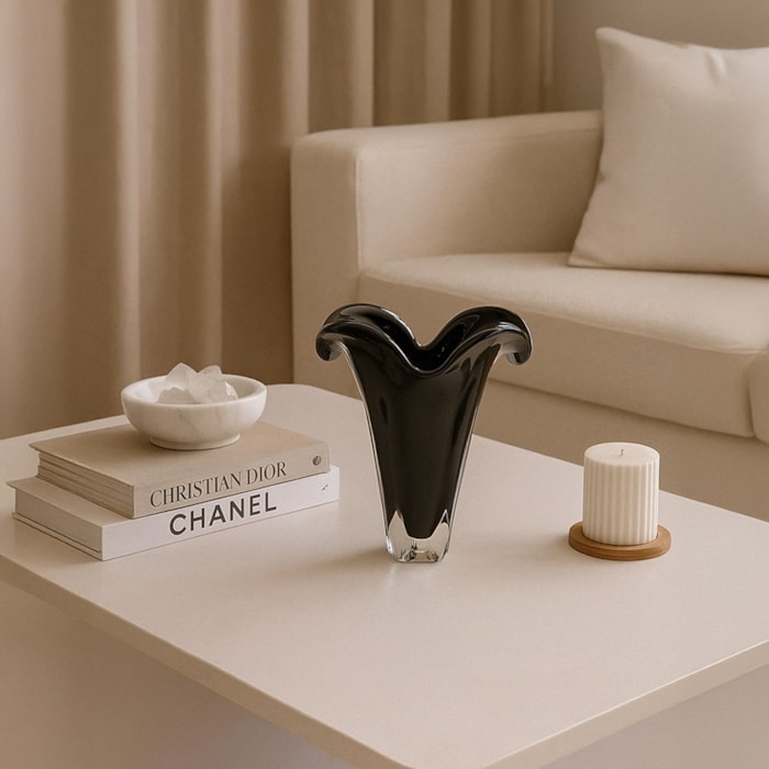 Vaso de Murano Mônaco Preto Médio - 34cm - Madel Home