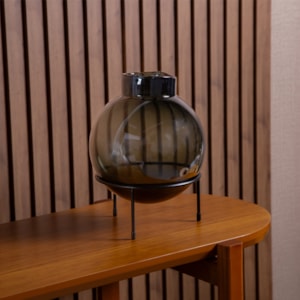 Vaso de Vidro Astro Fume Alto - 29cm