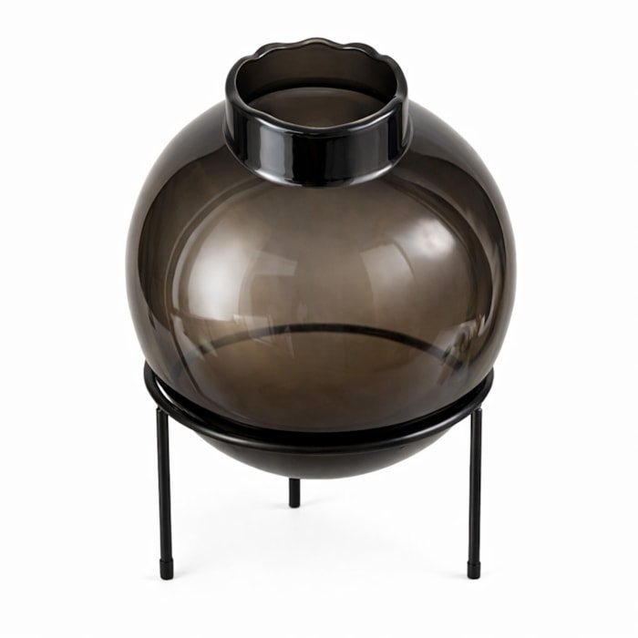 Vaso de Vidro Astro Fume Alto - 29cm - Madel Home