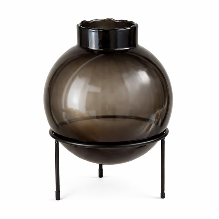 Vaso de Vidro Astro Fume Alto - 29cm - Madel Home
