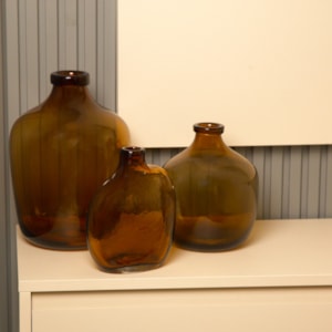 Vaso de Vidro  Coimbra Marrom Médio - 20cm