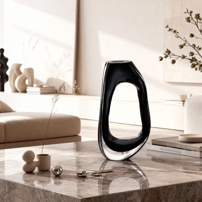 Vaso de Vidro Evora Transparente Alto - 33cm - Madel Home