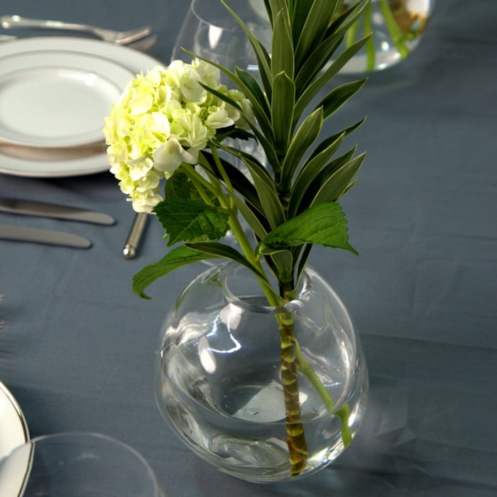 Vaso de Vidro Giza Transparente Baixo - 16cm - Madel Home
