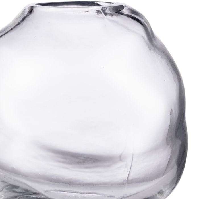 Vaso de Vidro Giza Transparente Baixo - 16cm - Madel Home