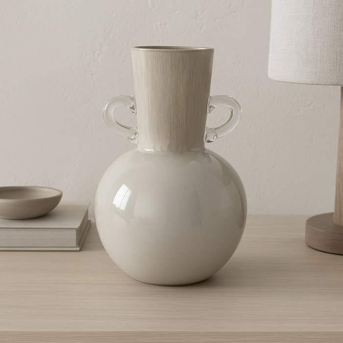 Vaso de Vidro Goya Cinza Alto - 30cm - Madel Home