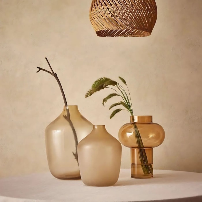 Vaso de Vidro Hydra Marrom Médio - 29cm - Madel Home