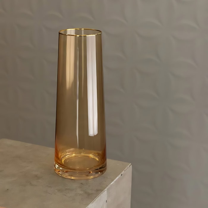 Vaso de Vidro Kaia Âmbar Médio - 22cm - Madel Home