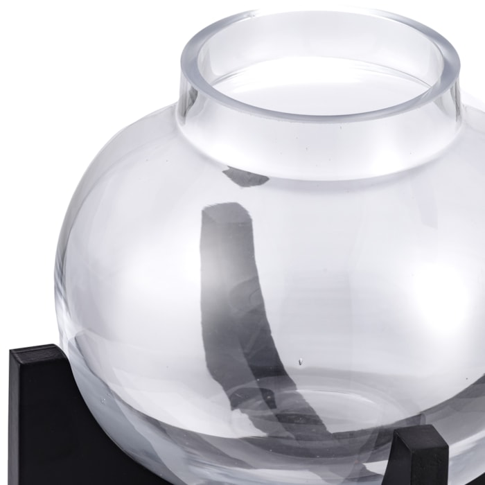 Vaso de Vidro Lecce Transparente Baixo - 21cm - Madel Home