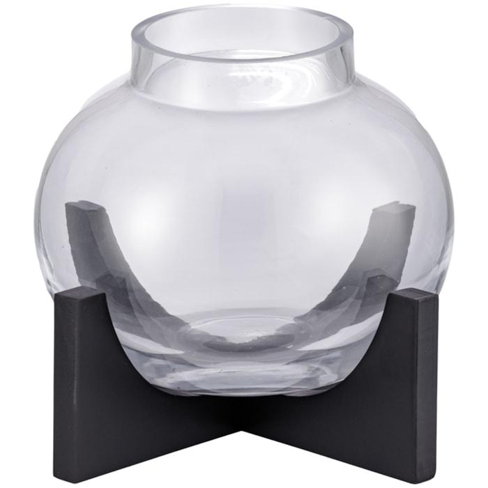 Vaso de Vidro Lecce Transparente Baixo - 21cm - Madel Home