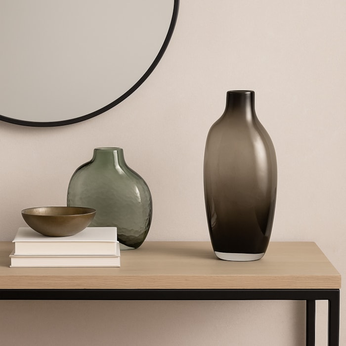 Vaso de Vidro Leros Cinza Alto - 26cm - Madel Home