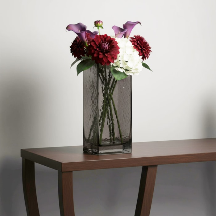 Vaso de Vidro Lira Fumê Transparente Alto - 25cm - Madel Home