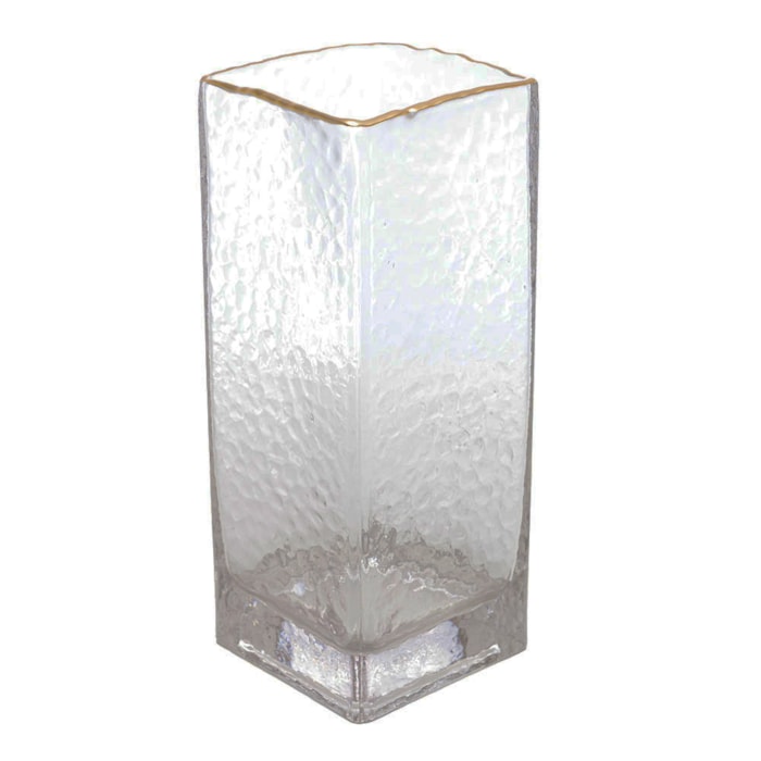 Vaso de Vidro Lira Fumê Transparente Alto - 25cm - Madel Home