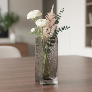 Vaso de Vidro Lira Fumê Transparente Baixo - 20cm
