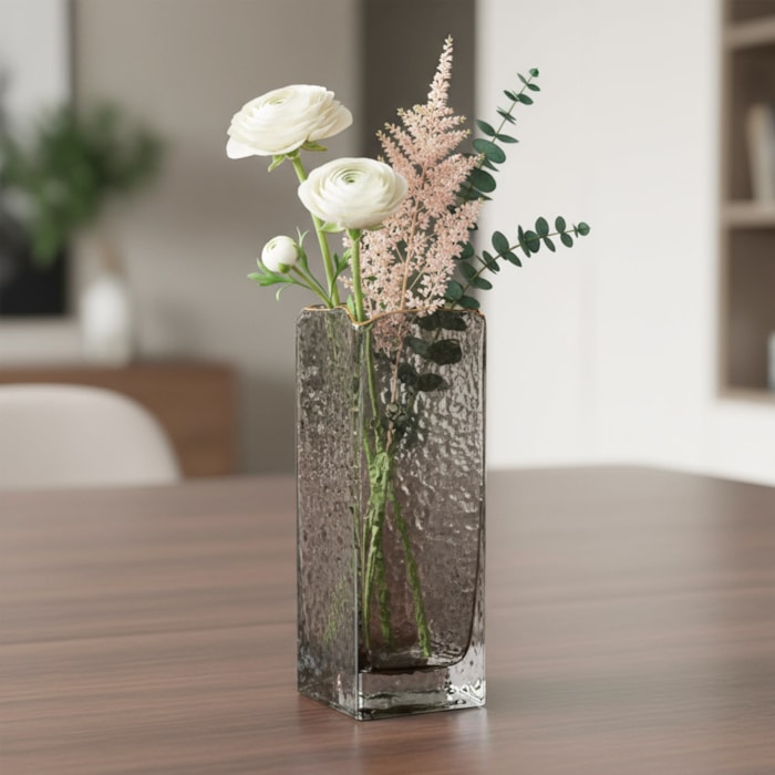 Vaso de Vidro Lira Fumê Transparente Baixo - 20cm - Madel Home