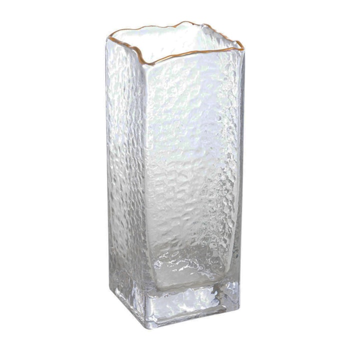 Vaso de Vidro Lira Fumê Transparente Baixo - 20cm - Madel Home