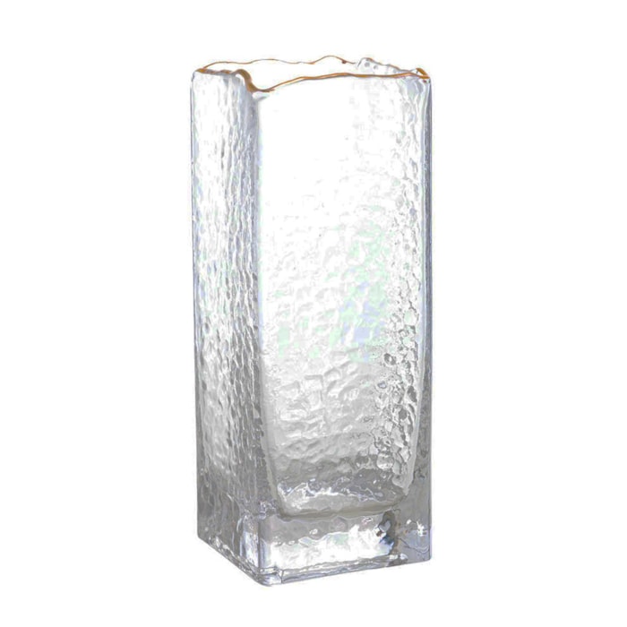 Vaso de Vidro Lira Fumê Transparente Baixo - 20cm - Madel Home