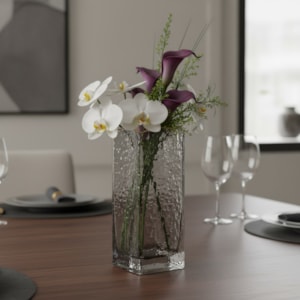 Vaso de Vidro Lira Fumê Transparente Médio - 24cm