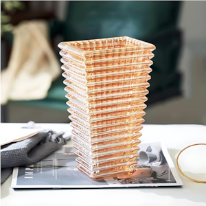 Vaso de Vidro Noa Âmbar Baixo - 17cm 